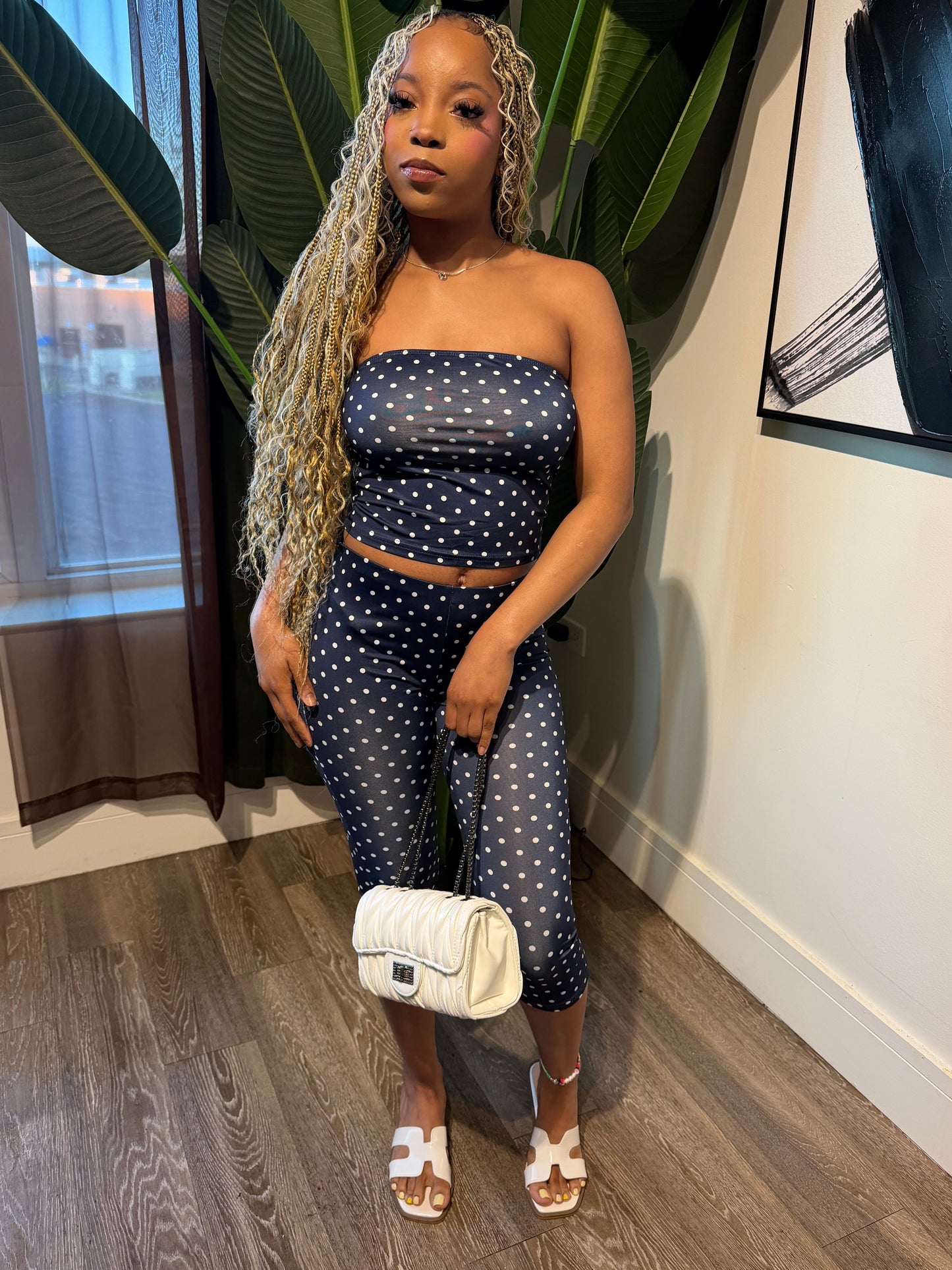 “Navy Polka 2pc Set”