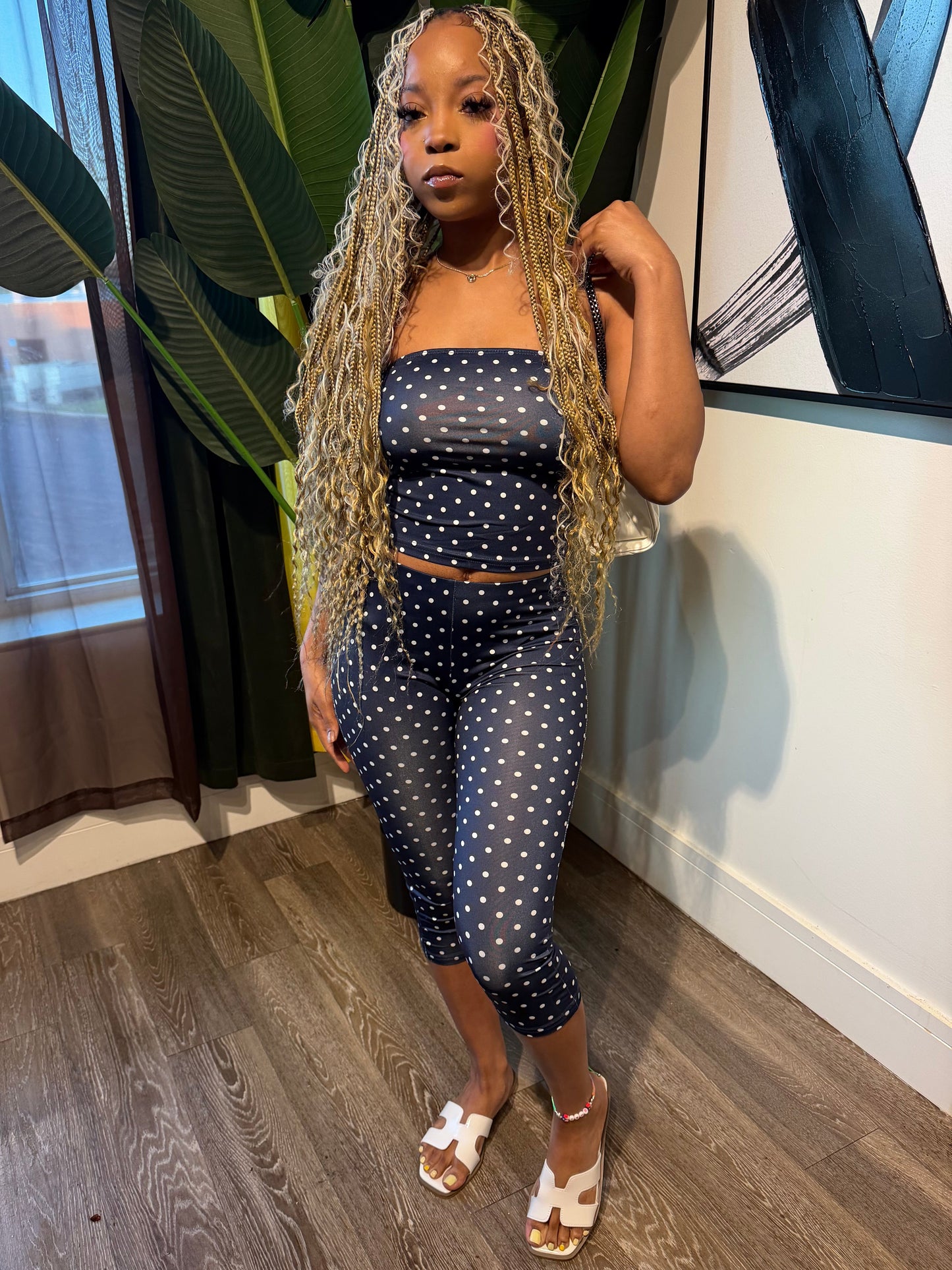 “Navy Polka 2pc Set”