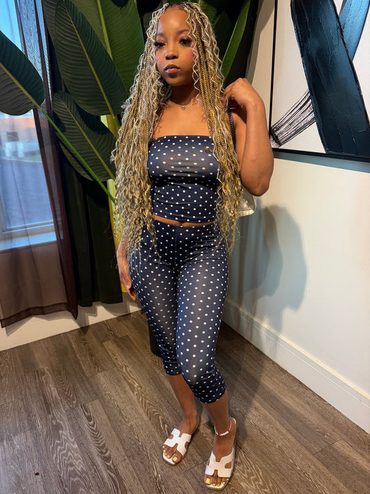 “Navy Polka 2pc Set”
