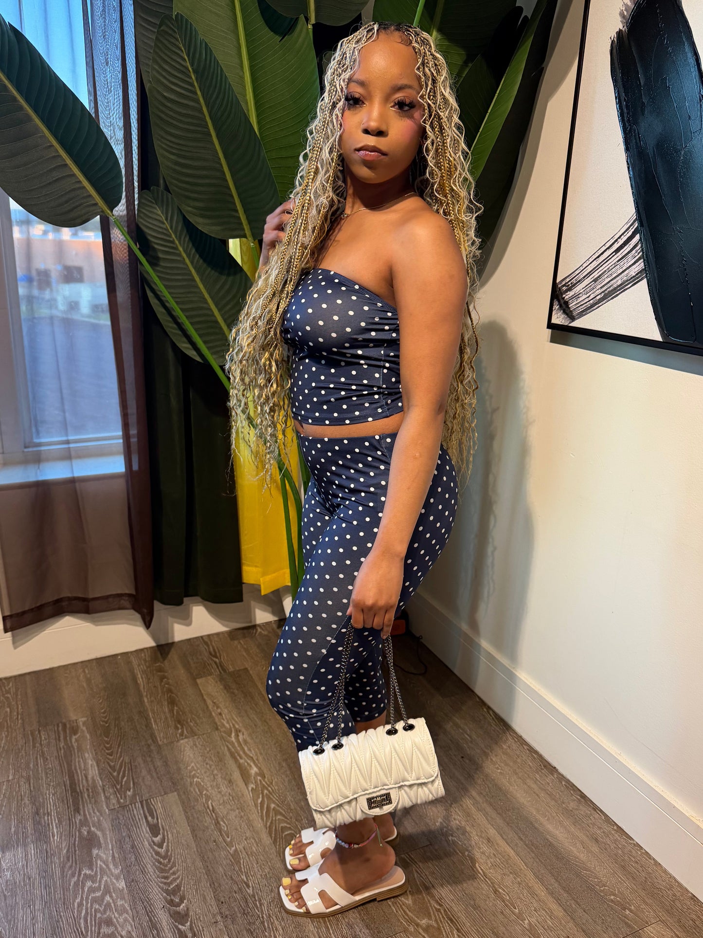 “Navy Polka 2pc Set”